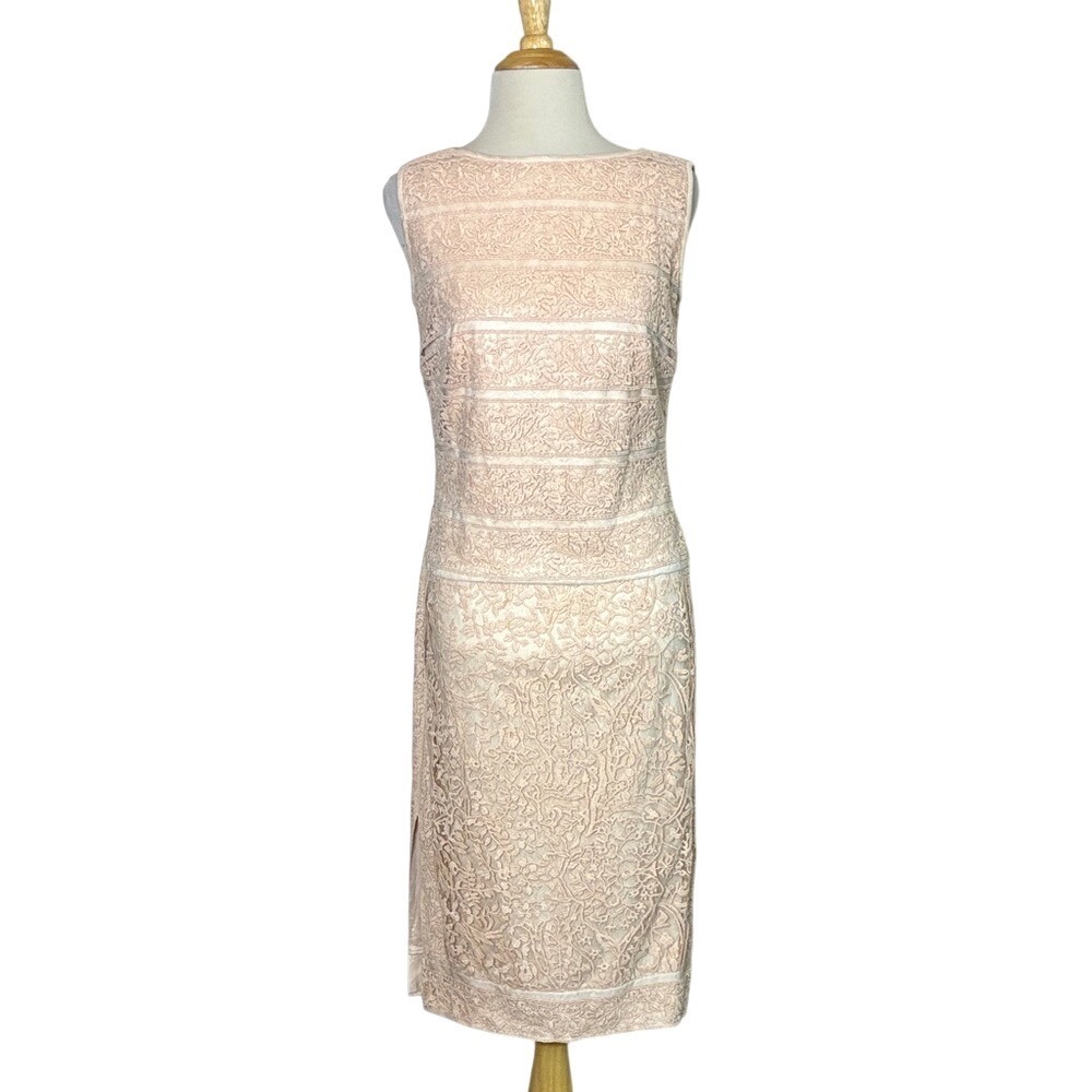 TADASHI SHOJI Size 6 Antique Pink Lace Sheath Dress Wedding Guest Event Party